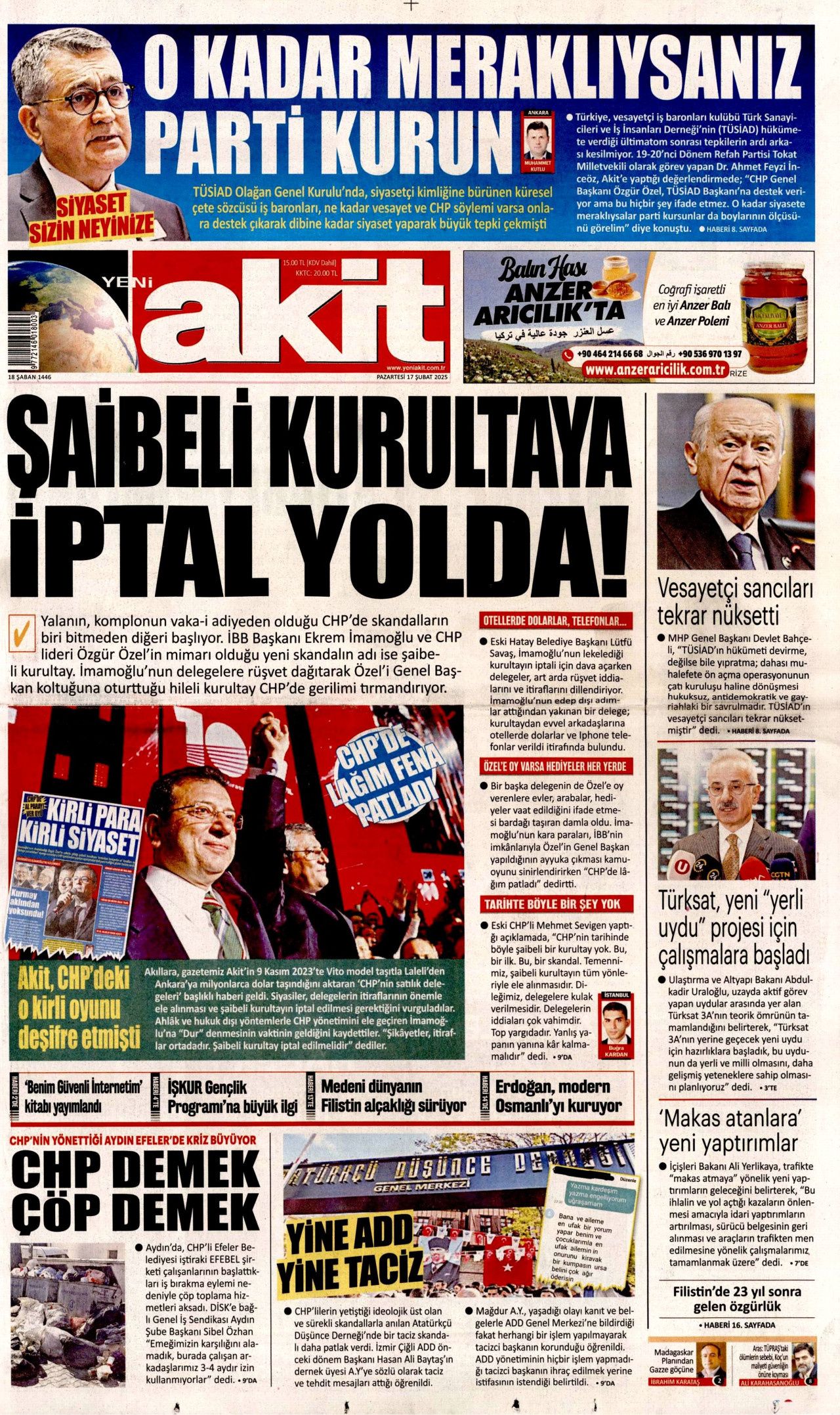 Okul zammı faiziyle iade edilecek! Emsal niteliğinde karar... Veliler bu habere dikkat! 17 Şubat Pazartesi gazete manşetleri... 13
