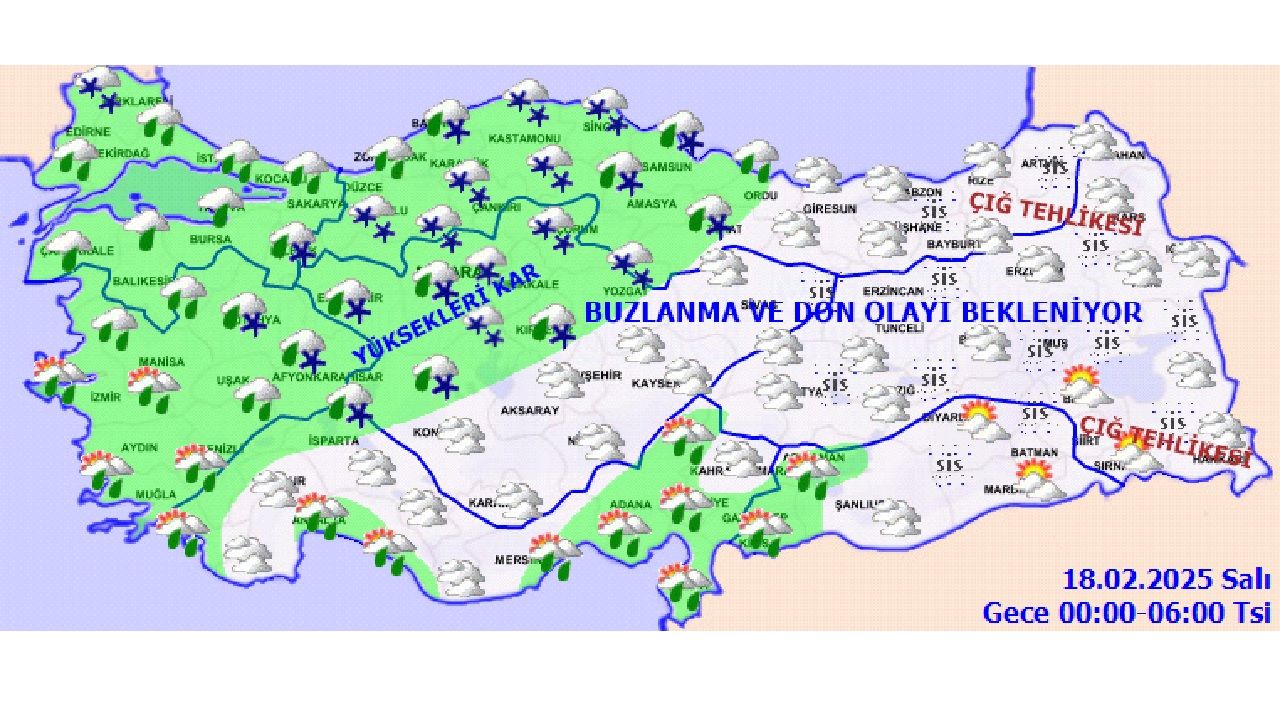 18 Şubat 2025 Türkiye geneli hava tahmin raporu yayınlandı! Başta İstanbul olmak üzere kar ve yağışa karşı önleminizi alın... 3