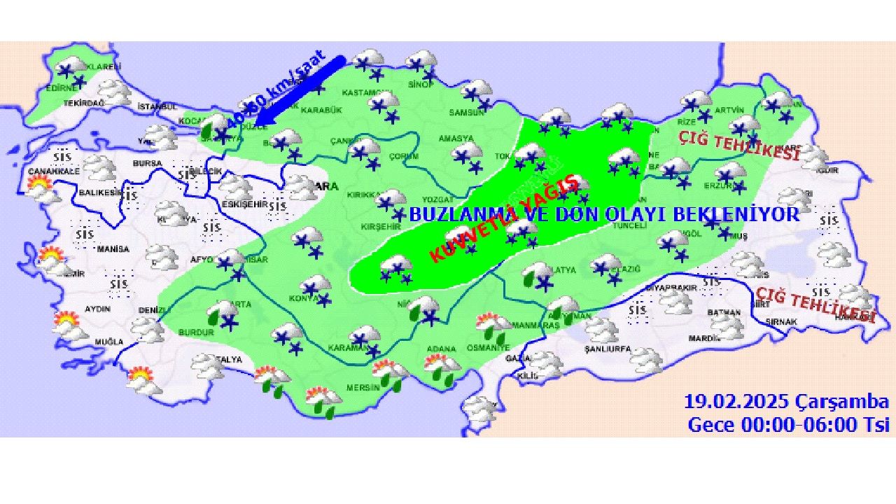 19 Şubat 2025 Türkiye geneli hava durumu: Kuvvetli yağış ve kar yağışına dikkat! 2
