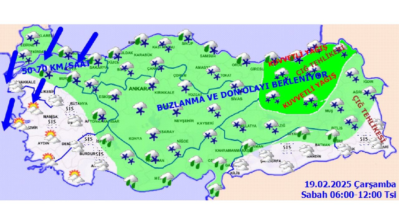 19 Şubat 2025 Türkiye geneli hava durumu: Kuvvetli yağış ve kar yağışına dikkat! 3