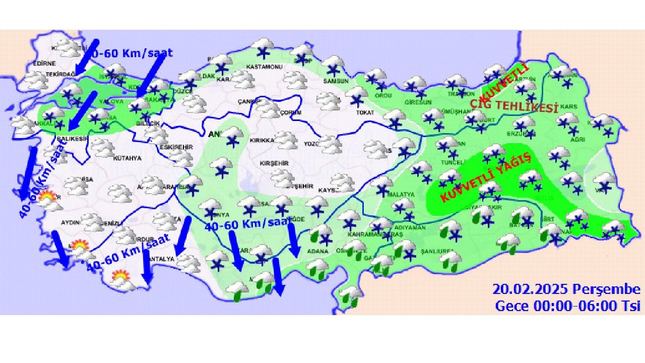 20 Şubat 2025 Perşembe yurt genelinde kar yağışına dikkat! İstanbul başta olmak üzere pek çok kente uyarı... 2