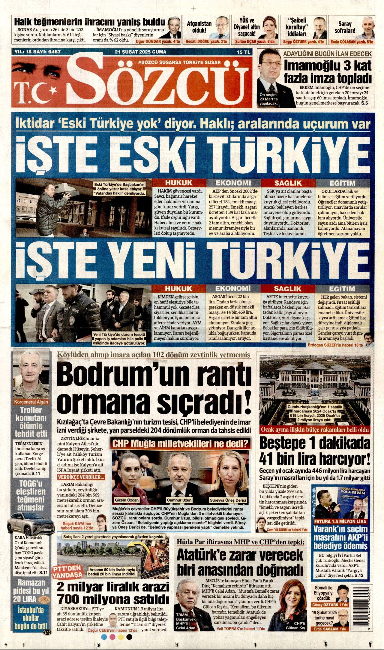 Trump bir ayda kral oldu! Dünya şaşkınlıkla izliyor: Şaka mı yoksa niyet beyanı mı? İşte 21 Şubat Cuma Hürriyet, Milliyet, Sabah, Takvim, Cumhuriyet, Yenişafak, Sözcü gazete manşetleri... 9