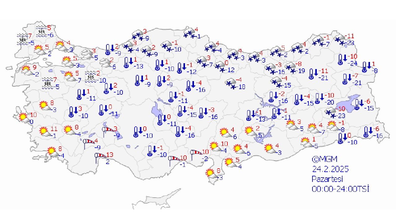 24 Şubat 2025 Türkiye geneli hava durumu raporu geldi! Kar ve yağış devam ediyor mu? 1