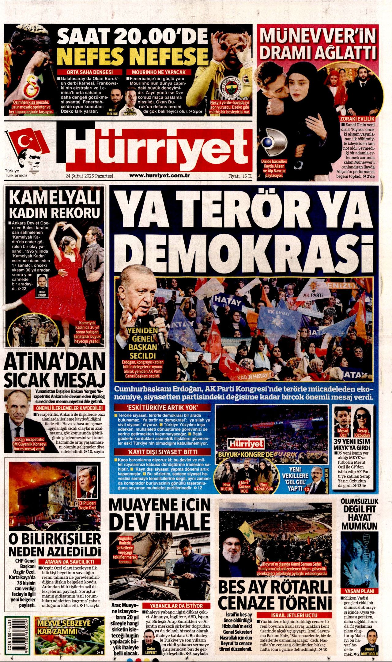 "Ya terör ya demokrasi! Yürüyüşümüzü kimse durduramaz!" Tarihi kongreyi hangi gazete nasıl gördü? Bugünün Hürriyet, Milliyet, Sabah, Takvim, Yeni Şafak, Cumhuriyet, Sözcü gazete manşetleri... 1