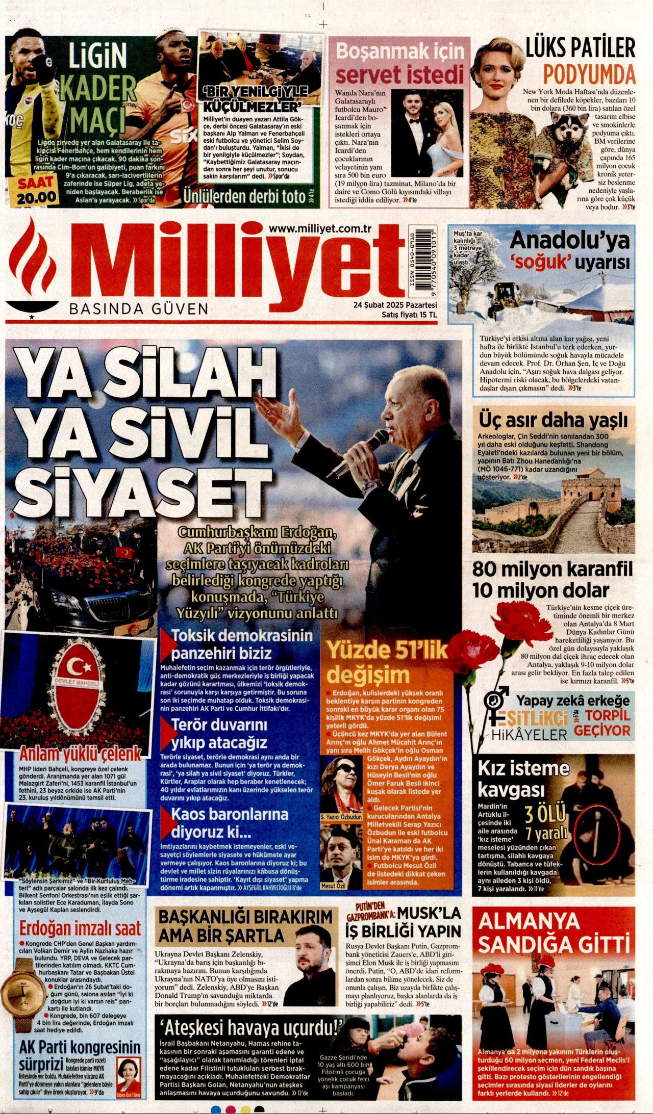 "Ya terör ya demokrasi! Yürüyüşümüzü kimse durduramaz!" Tarihi kongreyi hangi gazete nasıl gördü? Bugünün Hürriyet, Milliyet, Sabah, Takvim, Yeni Şafak, Cumhuriyet, Sözcü gazete manşetleri... 4