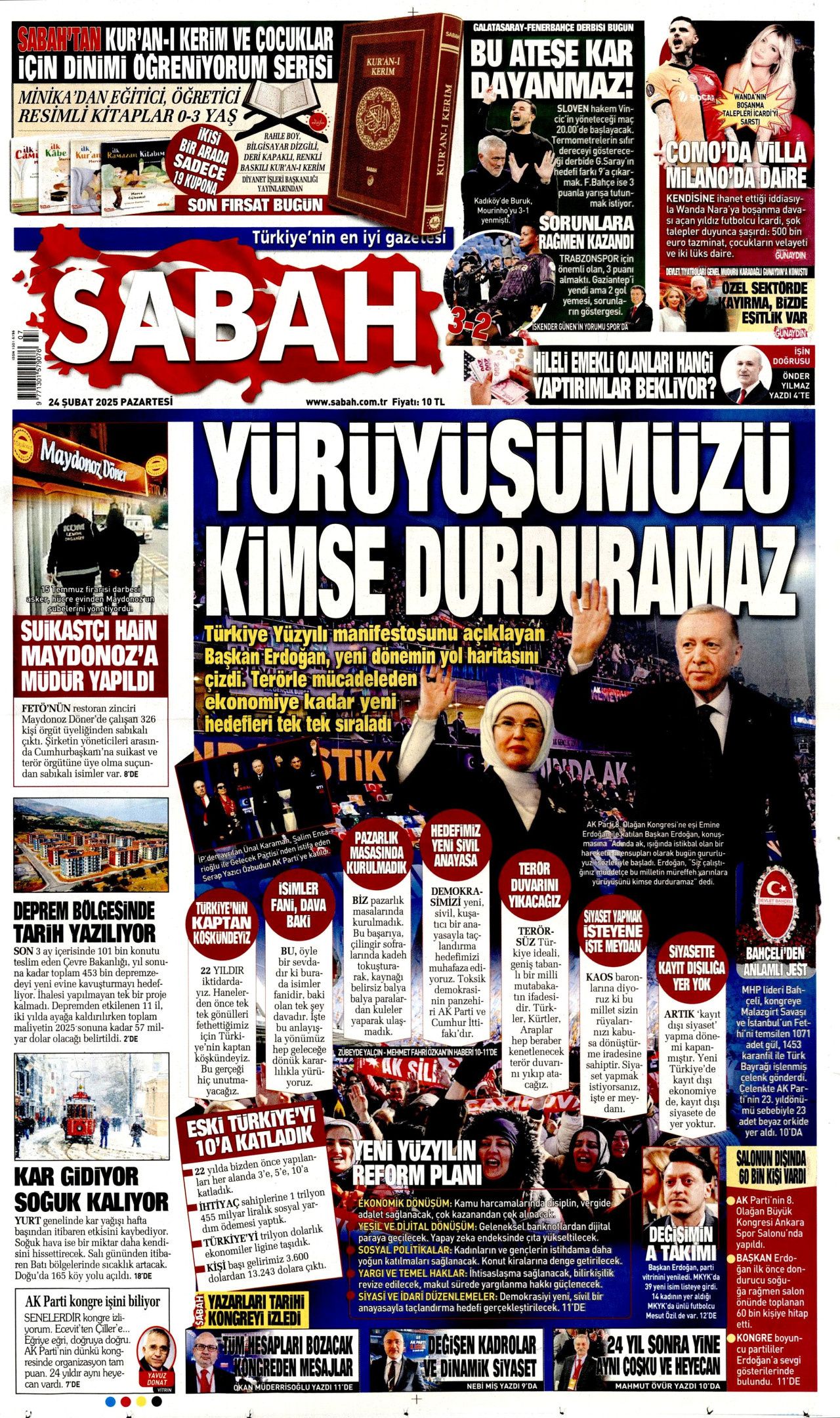 "Ya terör ya demokrasi! Yürüyüşümüzü kimse durduramaz!" Tarihi kongreyi hangi gazete nasıl gördü? Bugünün Hürriyet, Milliyet, Sabah, Takvim, Yeni Şafak, Cumhuriyet, Sözcü gazete manşetleri... 2