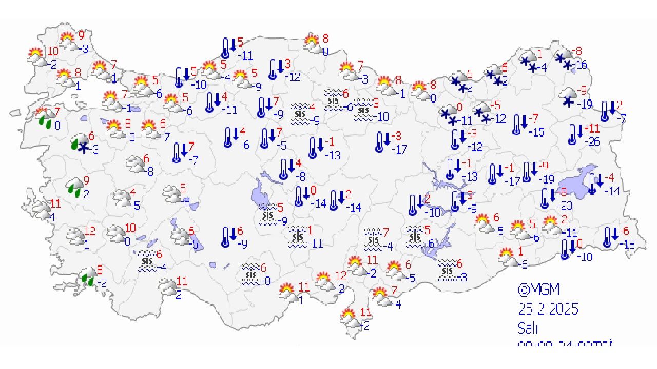 25 Şubat 2025 Salı Yurt geneli hava durumu! İstanbul, Ankara ve İzmir başta olmak üzere beklenen sıcaklık değerleri... 1