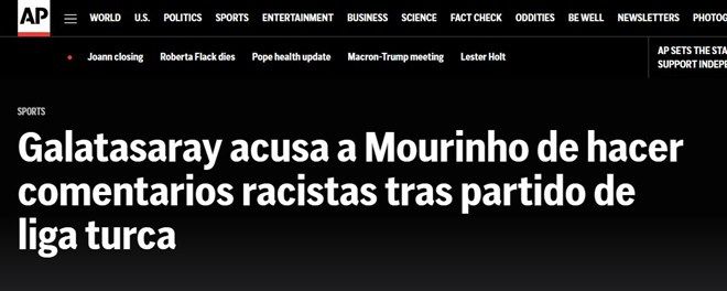 Galatasaray'ın Jose Mourinho'yu ırkçılıkla suçlaması tüm dünyada manşet oldu 8