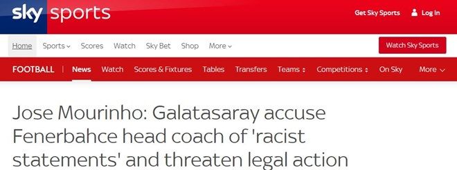 Galatasaray'ın Jose Mourinho'yu ırkçılıkla suçlaması tüm dünyada manşet oldu 9