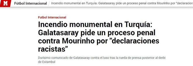 Galatasaray'ın Jose Mourinho'yu ırkçılıkla suçlaması tüm dünyada manşet oldu 7