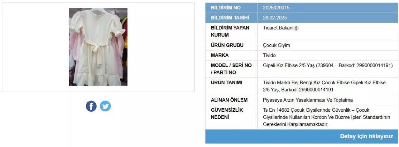 Bebeğinizin sağlığını tehdit ediyor! Bakanlık kız çocuğu giyim ürününü yasakladı! Piyasadan toplanıyor 3