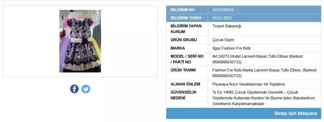Bebeğinizin sağlığını tehdit ediyor! Bakanlık kız çocuğu giyim ürününü yasakladı! Piyasadan toplanıyor 4