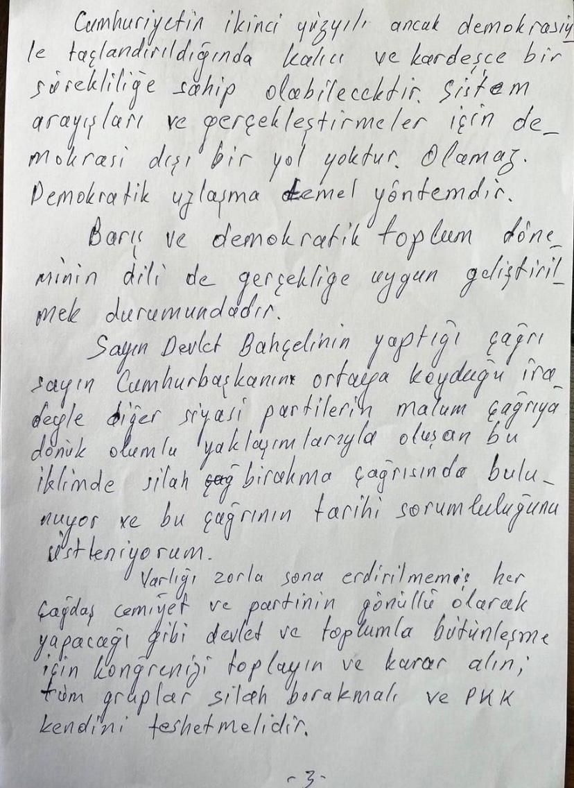 Abdullah Öcalan'ın el yazısı ile yazdığı mektubun tamamı ortaya çıktı! 4