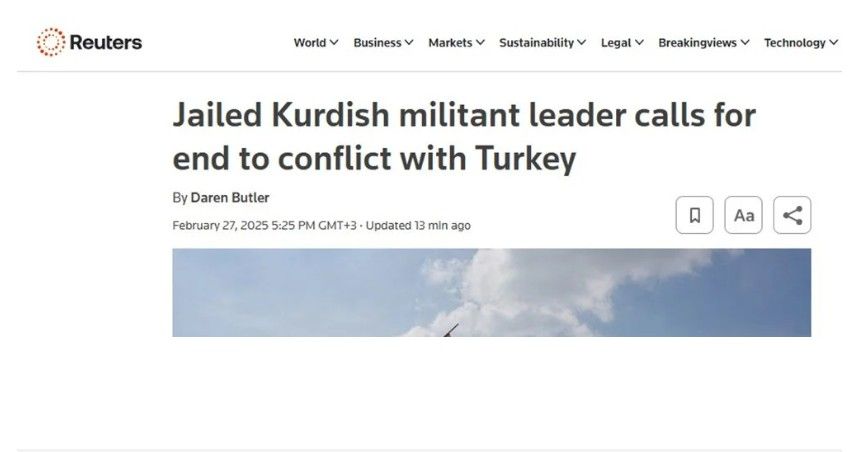 Dünya basını terör elebaşı Öcalan'ın PKK'ya silah bırakma çağrısını manşetlerine taşıdı 7