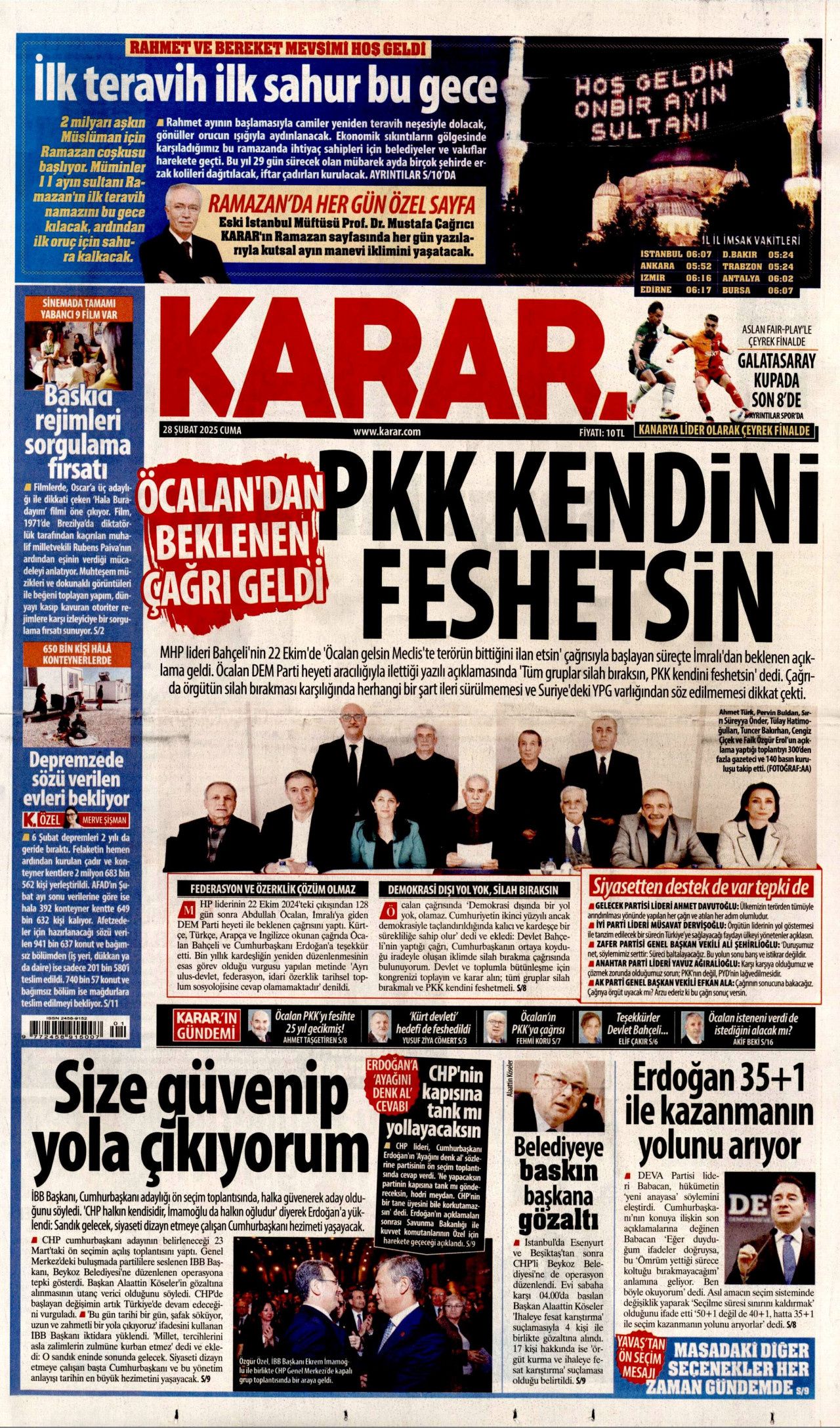 Terör örgütü elebaşı Abdullah Öcalan'ın tarihi çağrısı gazete manşetlerinde! Hangi gazete nasıl gördü? İşte bugünkü Hürriyet, Milliyet, Sabah, Takvim, Yenişafak, Cumhuriyet, Sözcü gazete manşetleri... 4