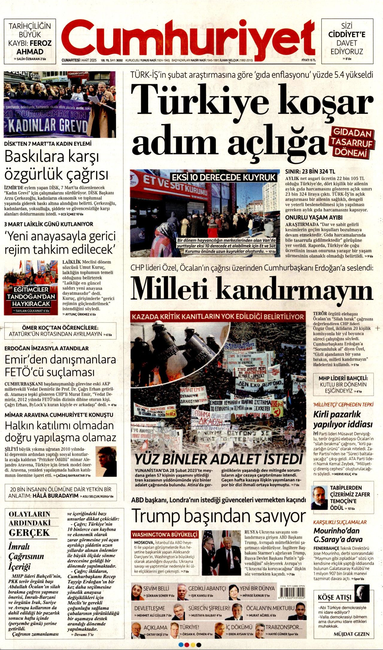 Terörsüz Türkiye'nin yol haritası belirlendi! Silahlar böyle bırakılacak... 1 Mart Cumartesi gazete manşetleri... 7