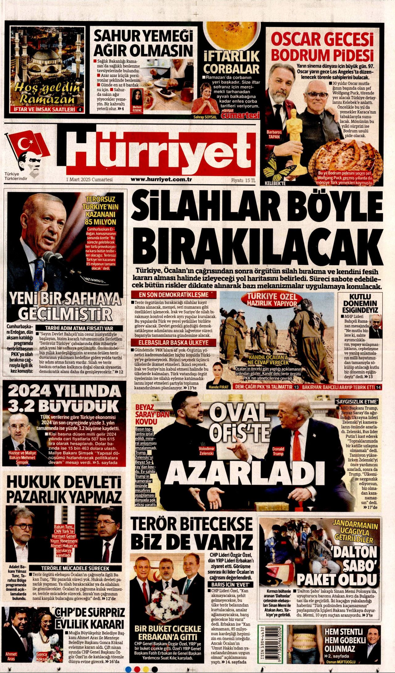 Terörsüz Türkiye'nin yol haritası belirlendi! Silahlar böyle bırakılacak... 1 Mart Cumartesi gazete manşetleri... 1