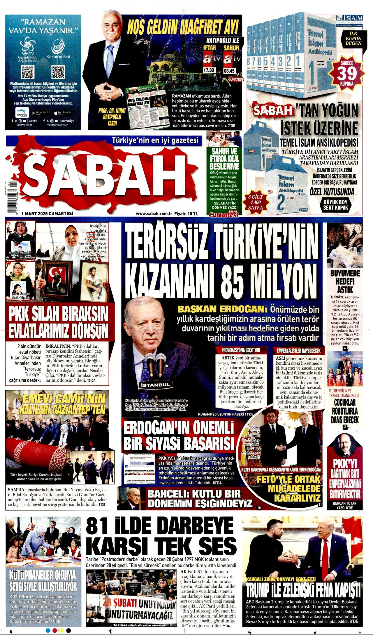 Terörsüz Türkiye'nin yol haritası belirlendi! Silahlar böyle bırakılacak... 1 Mart Cumartesi gazete manşetleri... 2