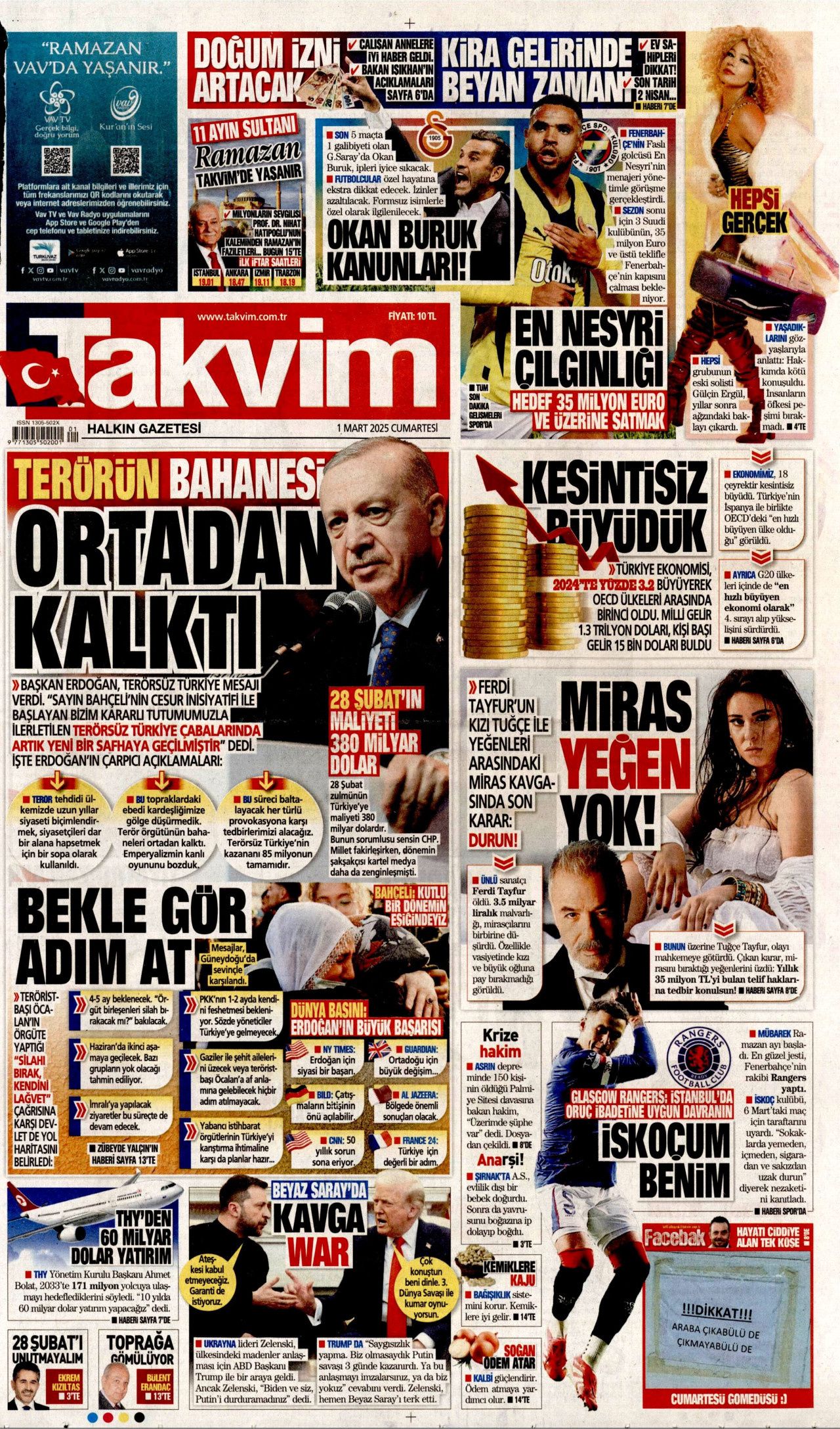 Terörsüz Türkiye'nin yol haritası belirlendi! Silahlar böyle bırakılacak... 1 Mart Cumartesi gazete manşetleri... 3