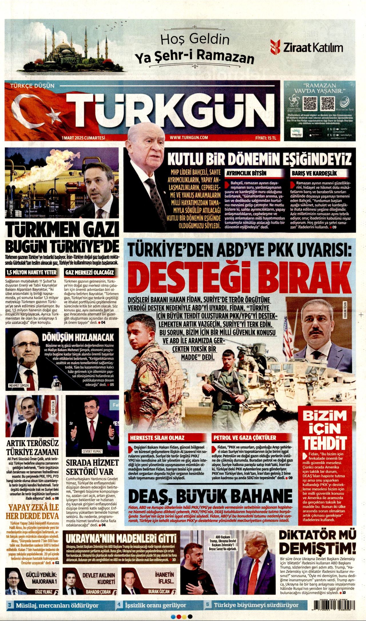 Terörsüz Türkiye'nin yol haritası belirlendi! Silahlar böyle bırakılacak... 1 Mart Cumartesi gazete manşetleri... 14