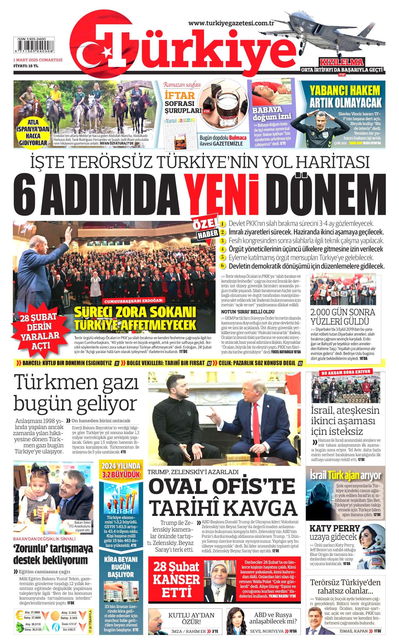 Terörsüz Türkiye'nin yol haritası belirlendi! Silahlar böyle bırakılacak... 1 Mart Cumartesi gazete manşetleri... 4