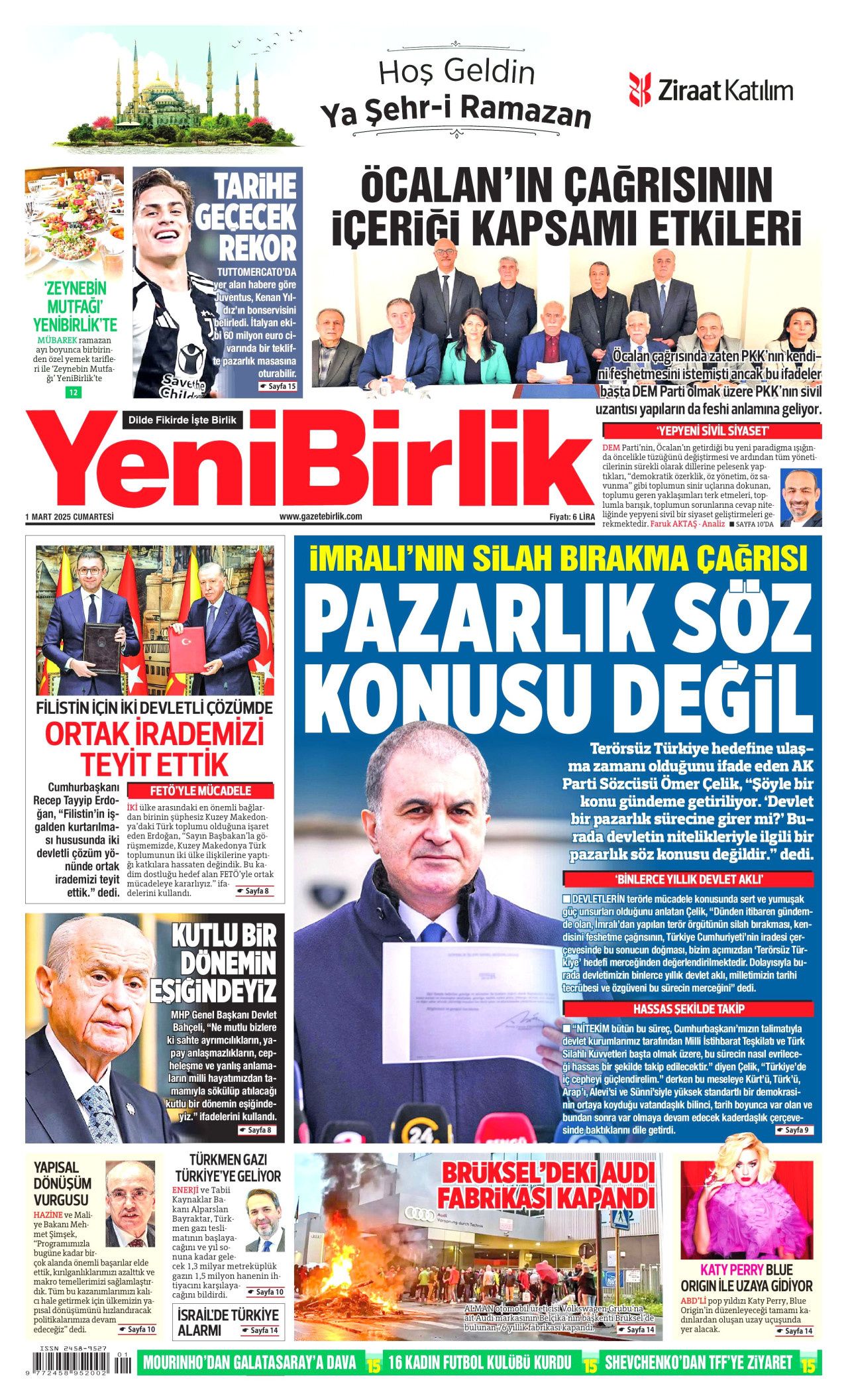 Terörsüz Türkiye'nin yol haritası belirlendi! Silahlar böyle bırakılacak... 1 Mart Cumartesi gazete manşetleri... 16