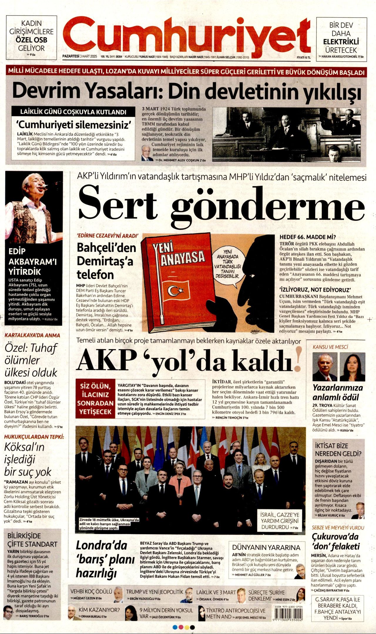 Akil insanlardan terörsüz Türkiye yorumu: Bu son fırsat! Hataya yer yok... İşte 3 Mart Pazartesi gazete manşetleri... 8