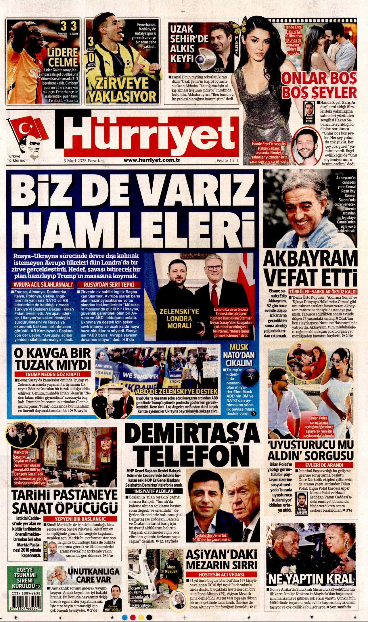 Akil insanlardan terörsüz Türkiye yorumu: Bu son fırsat! Hataya yer yok... İşte 3 Mart Pazartesi gazete manşetleri... 1