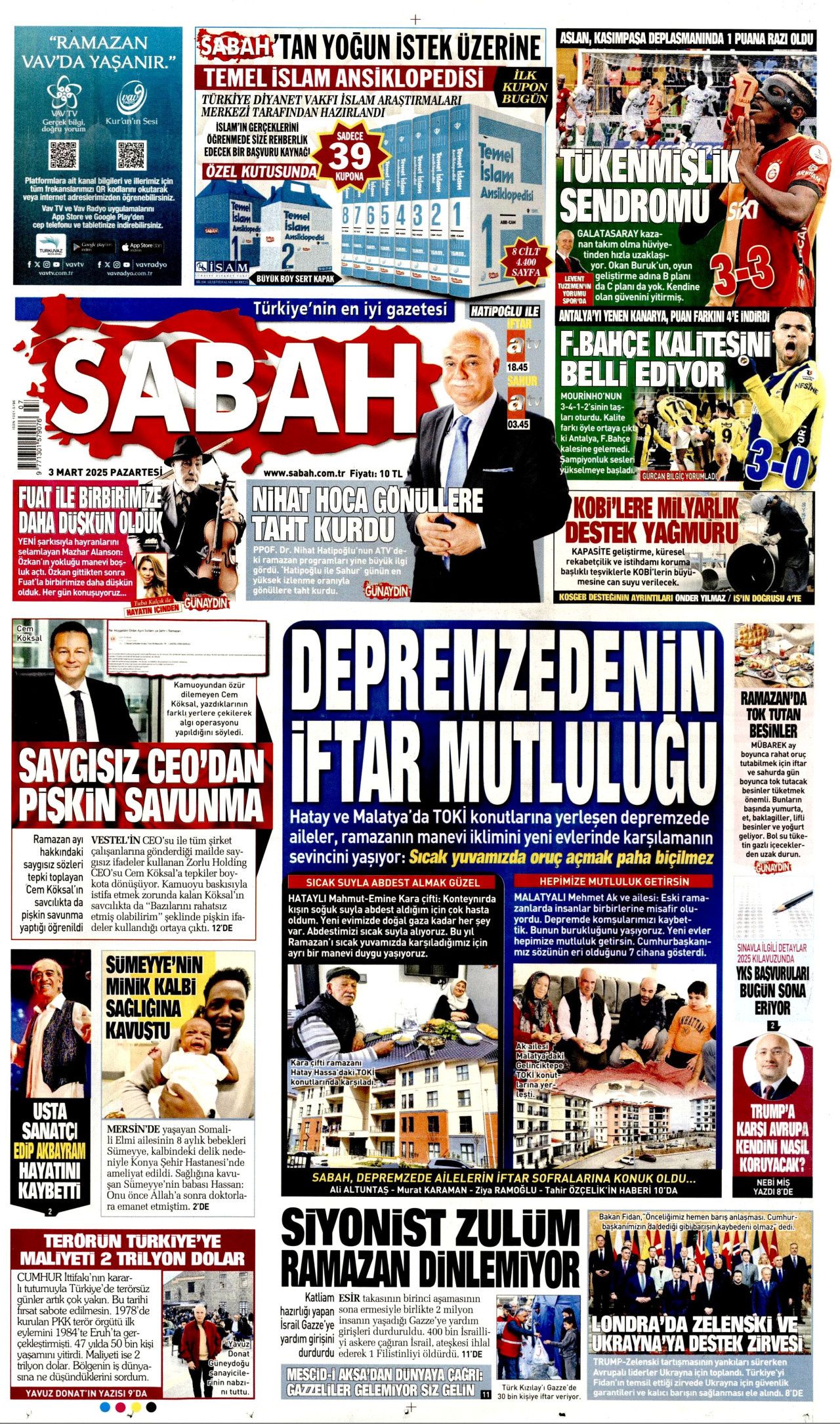 Akil insanlardan terörsüz Türkiye yorumu: Bu son fırsat! Hataya yer yok... İşte 3 Mart Pazartesi gazete manşetleri... 2