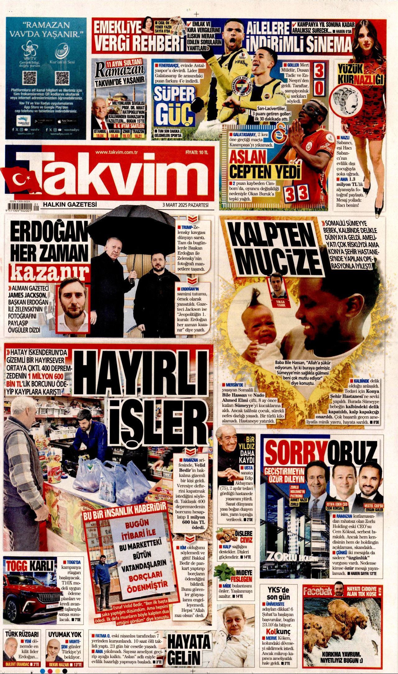 Akil insanlardan terörsüz Türkiye yorumu: Bu son fırsat! Hataya yer yok... İşte 3 Mart Pazartesi gazete manşetleri... 6