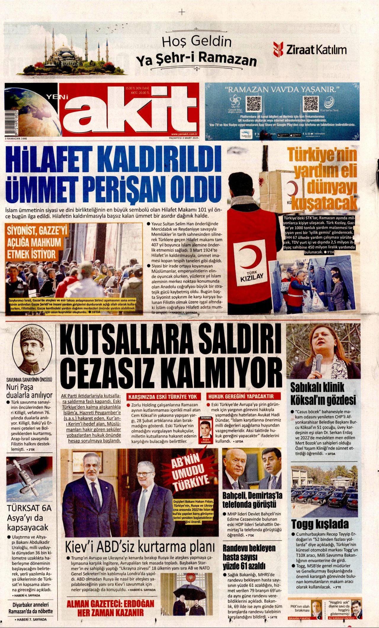 Akil insanlardan terörsüz Türkiye yorumu: Bu son fırsat! Hataya yer yok... İşte 3 Mart Pazartesi gazete manşetleri... 11