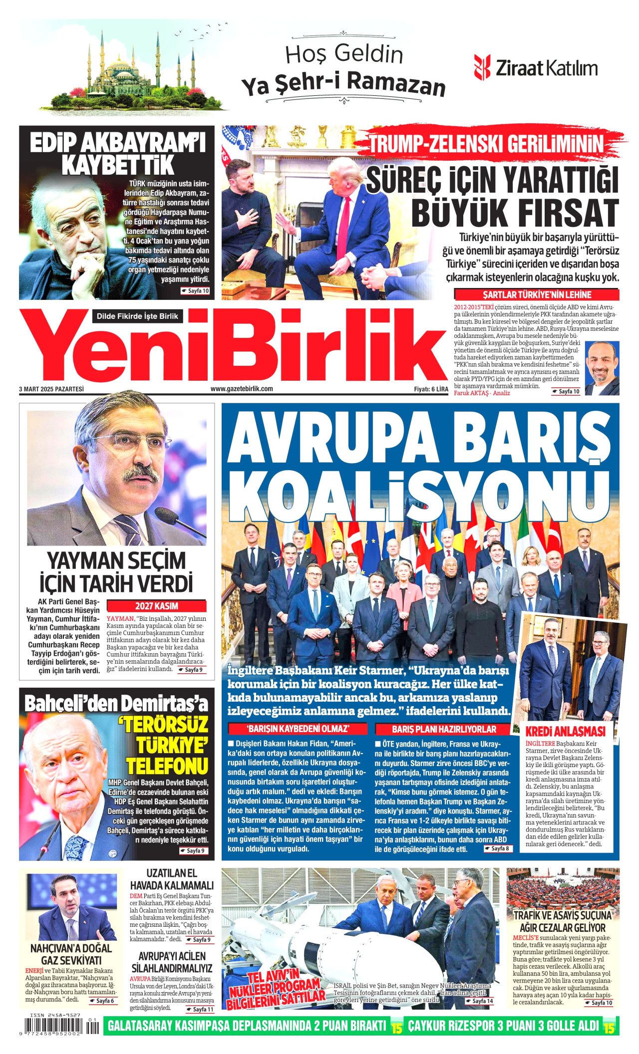 Akil insanlardan terörsüz Türkiye yorumu: Bu son fırsat! Hataya yer yok... İşte 3 Mart Pazartesi gazete manşetleri... 15