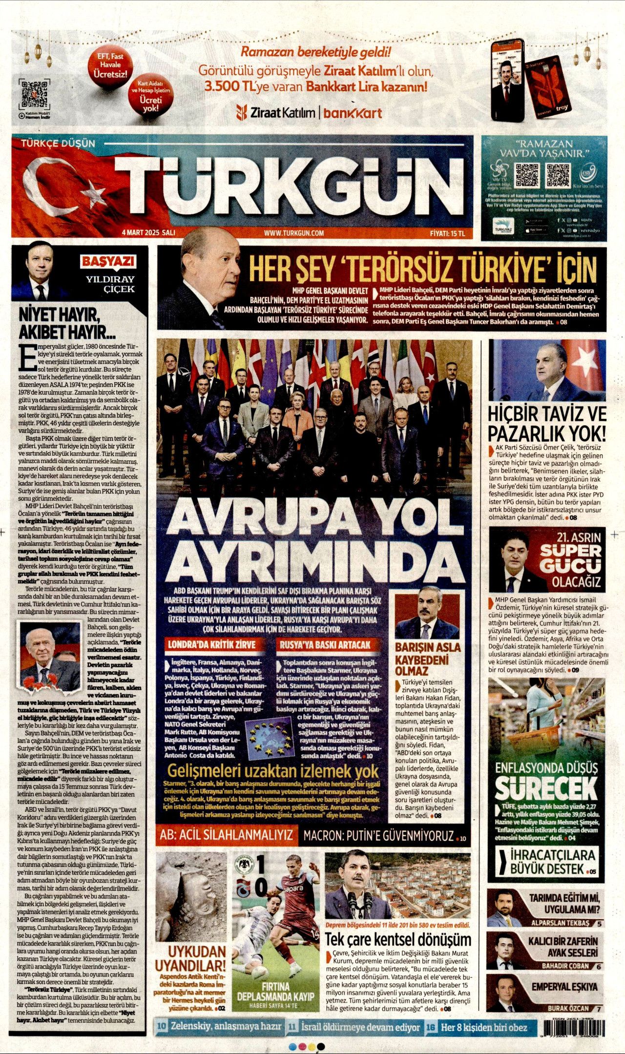 Bu kriz Türkiye'yi AB'ye götürür! "Eninde sonunda olacak" İşte 4 Mart Salı  Hürriyet, Milliyet, Sabah, Takvim, Yenişafak, Cumhuriyet, Sözcü gazete manşetleri... 12