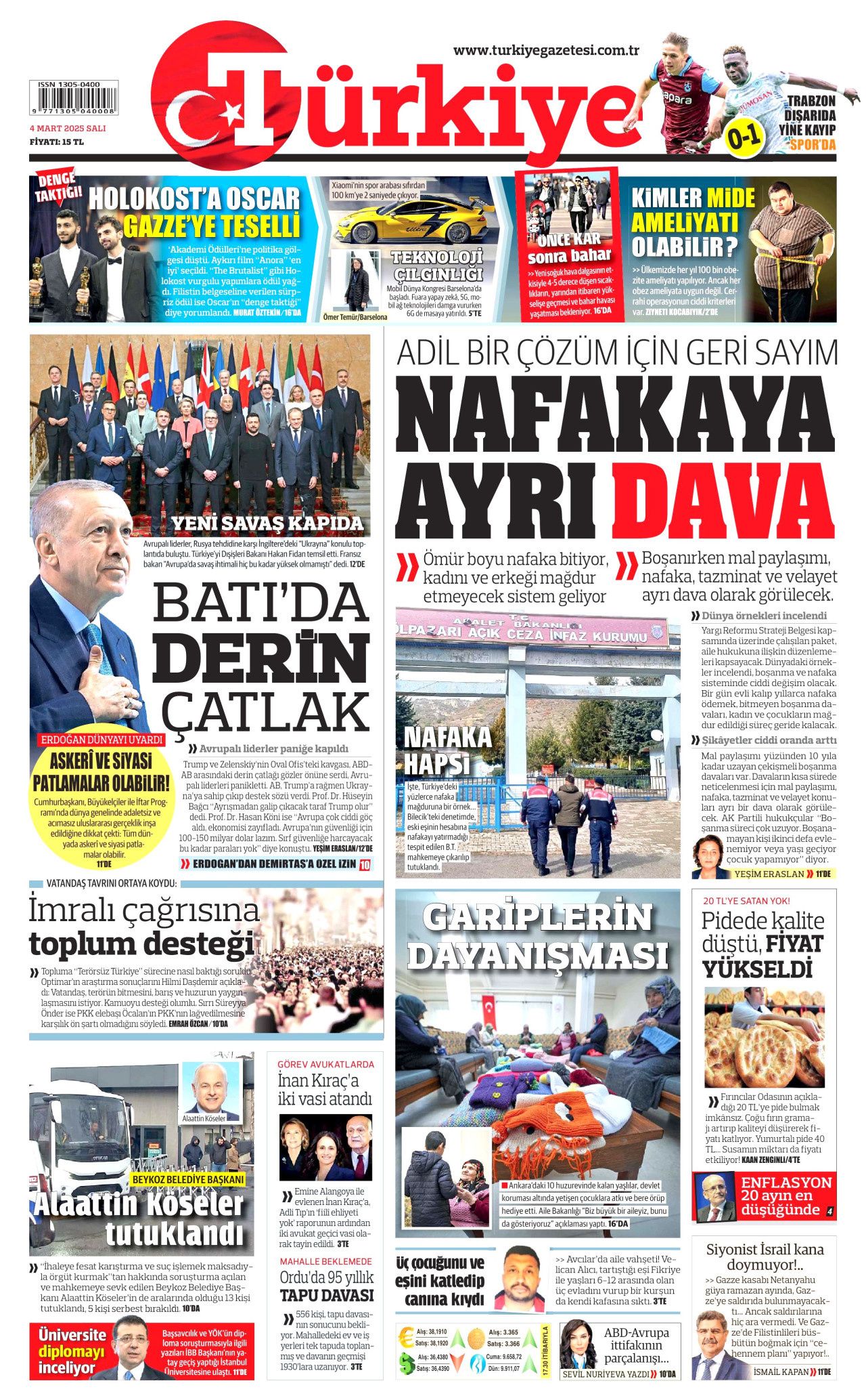 Bu kriz Türkiye'yi AB'ye götürür! "Eninde sonunda olacak" İşte 4 Mart Salı  Hürriyet, Milliyet, Sabah, Takvim, Yenişafak, Cumhuriyet, Sözcü gazete manşetleri... 5