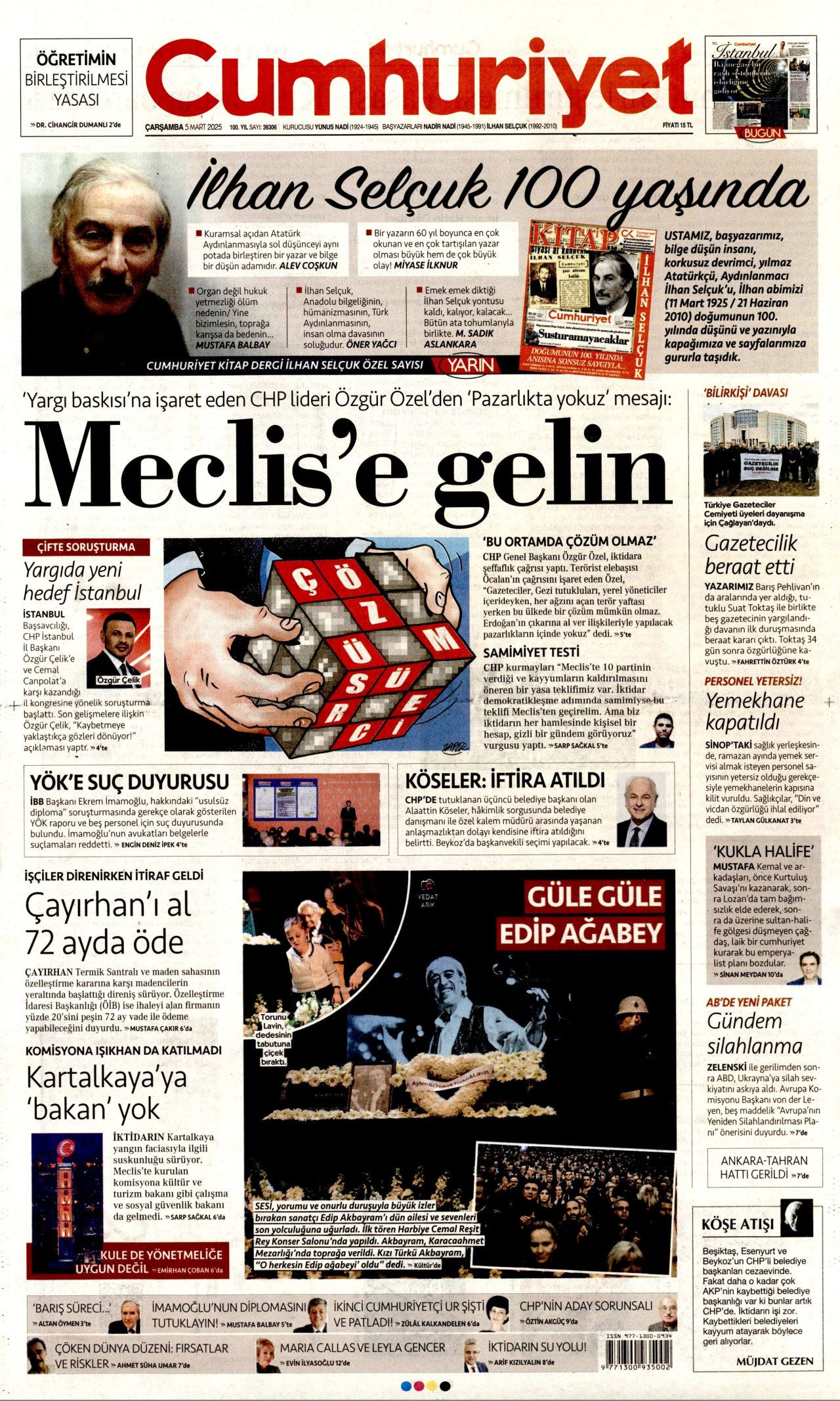 Terörü bitirme sürecinin yol haritası! İşte kırmızı çizgilerimiz... 5 Mart Çarşamba gazete manşetleri! 7