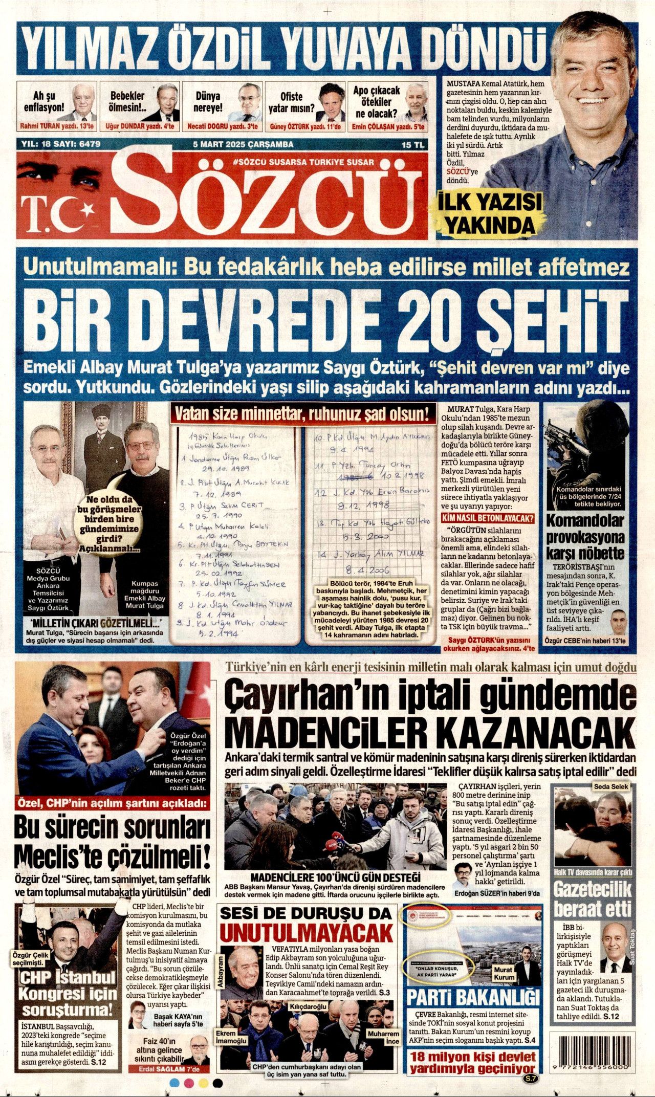 Terörü bitirme sürecinin yol haritası! İşte kırmızı çizgilerimiz... 5 Mart Çarşamba gazete manşetleri! 6
