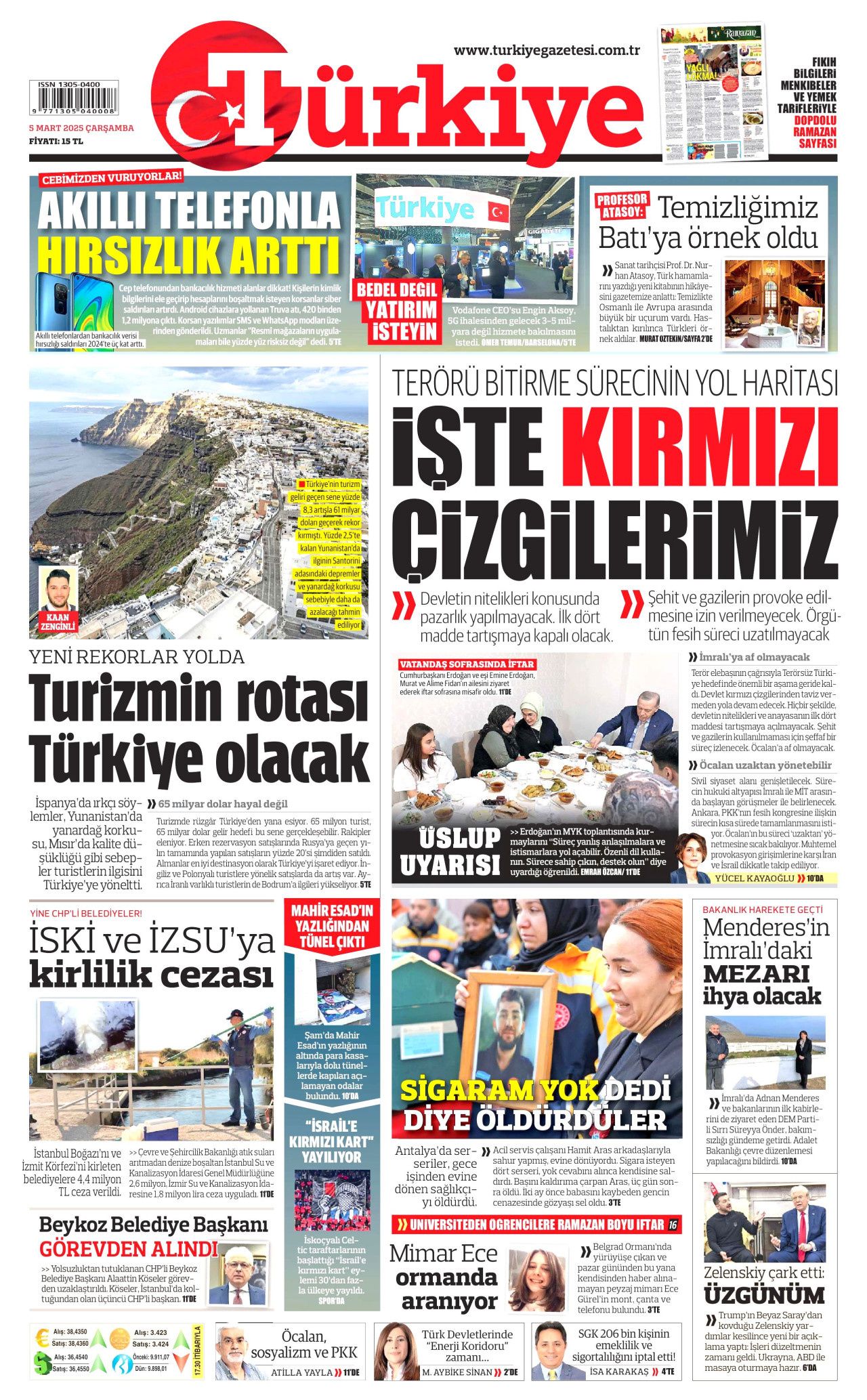 Terörü bitirme sürecinin yol haritası! İşte kırmızı çizgilerimiz... 5 Mart Çarşamba gazete manşetleri! 1