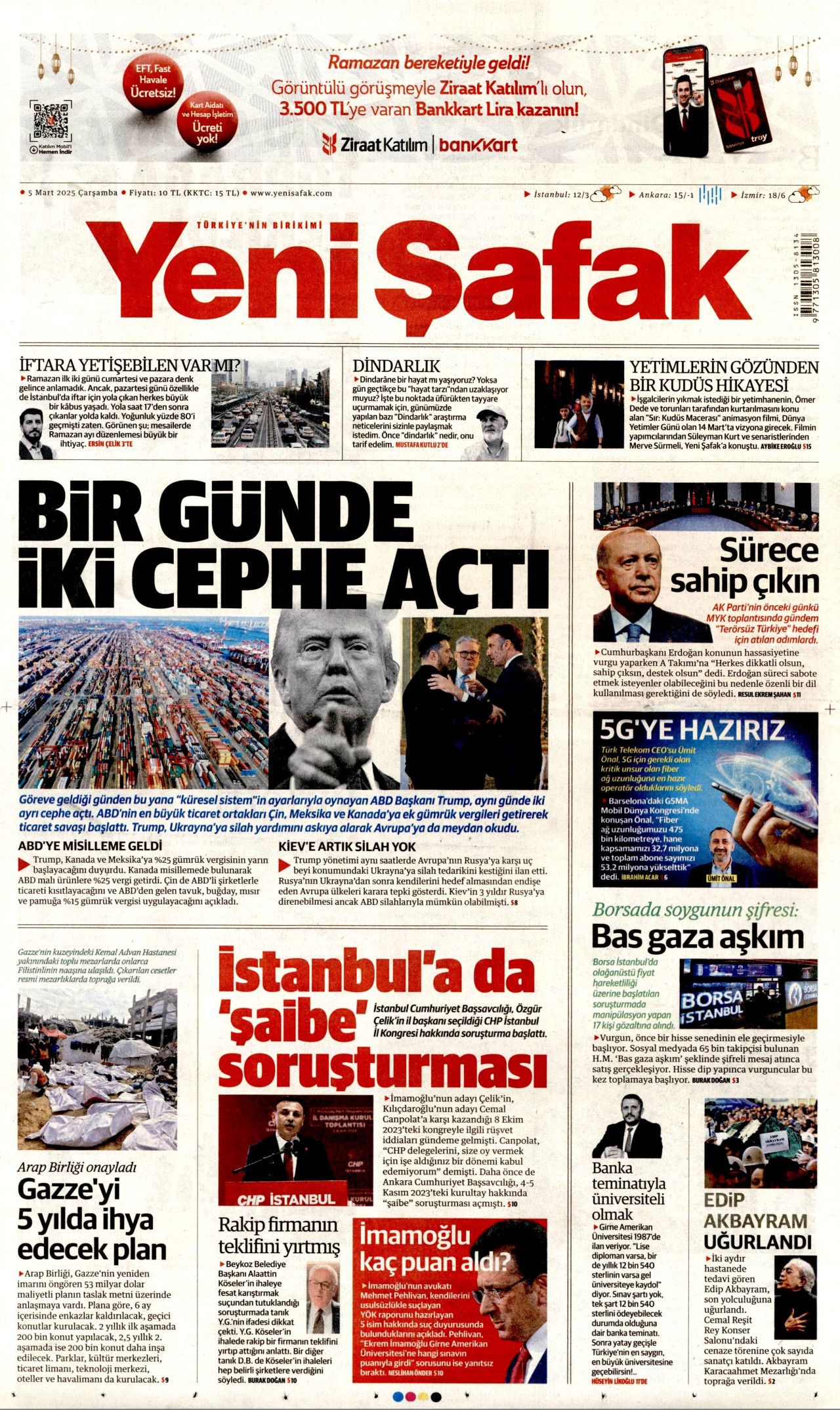 Terörü bitirme sürecinin yol haritası! İşte kırmızı çizgilerimiz... 5 Mart Çarşamba gazete manşetleri! 9