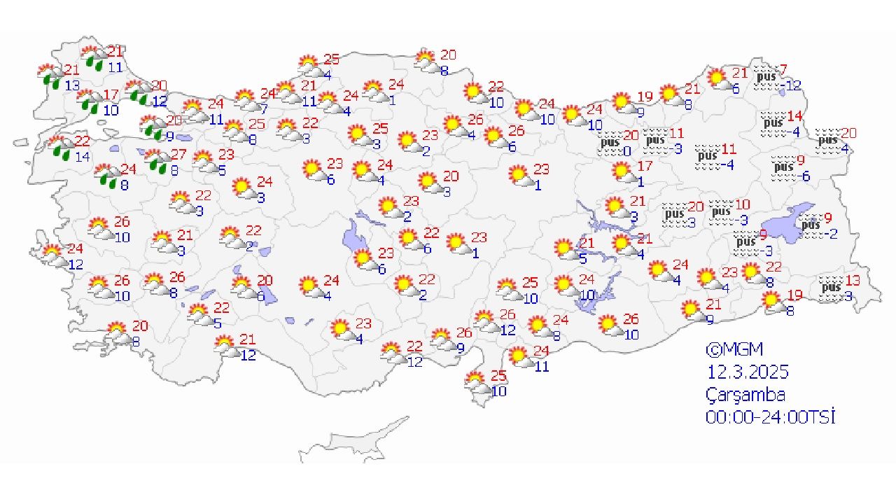 12 Mart 2025 Yurt geneli hava durumu tahminleri geldi! İstanbul, Ankara ve İzmir'de beklenen sıcaklıklar... 1
