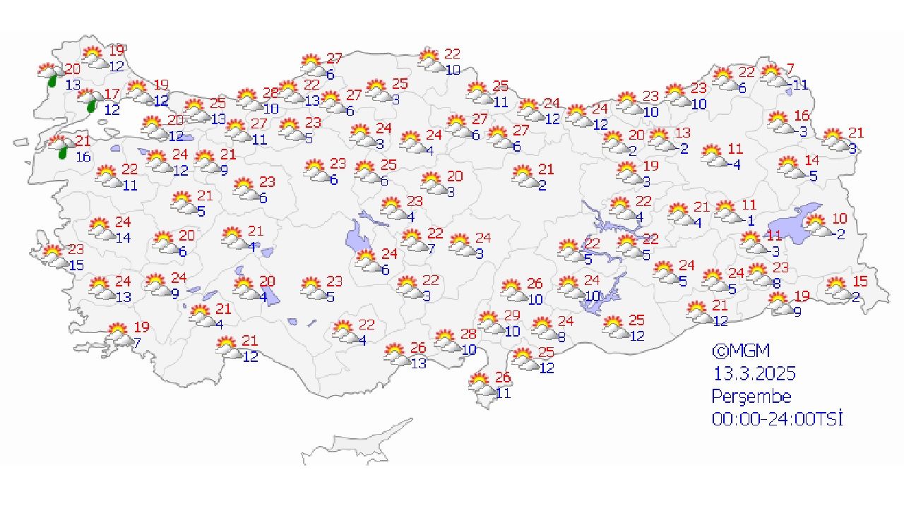 13 Mart 2025 Perşembe yurt geneli hava durumu tahminleri yayınlandı! Başta İstanbul olmak üzere il il beklenen sıcaklıklar... 2