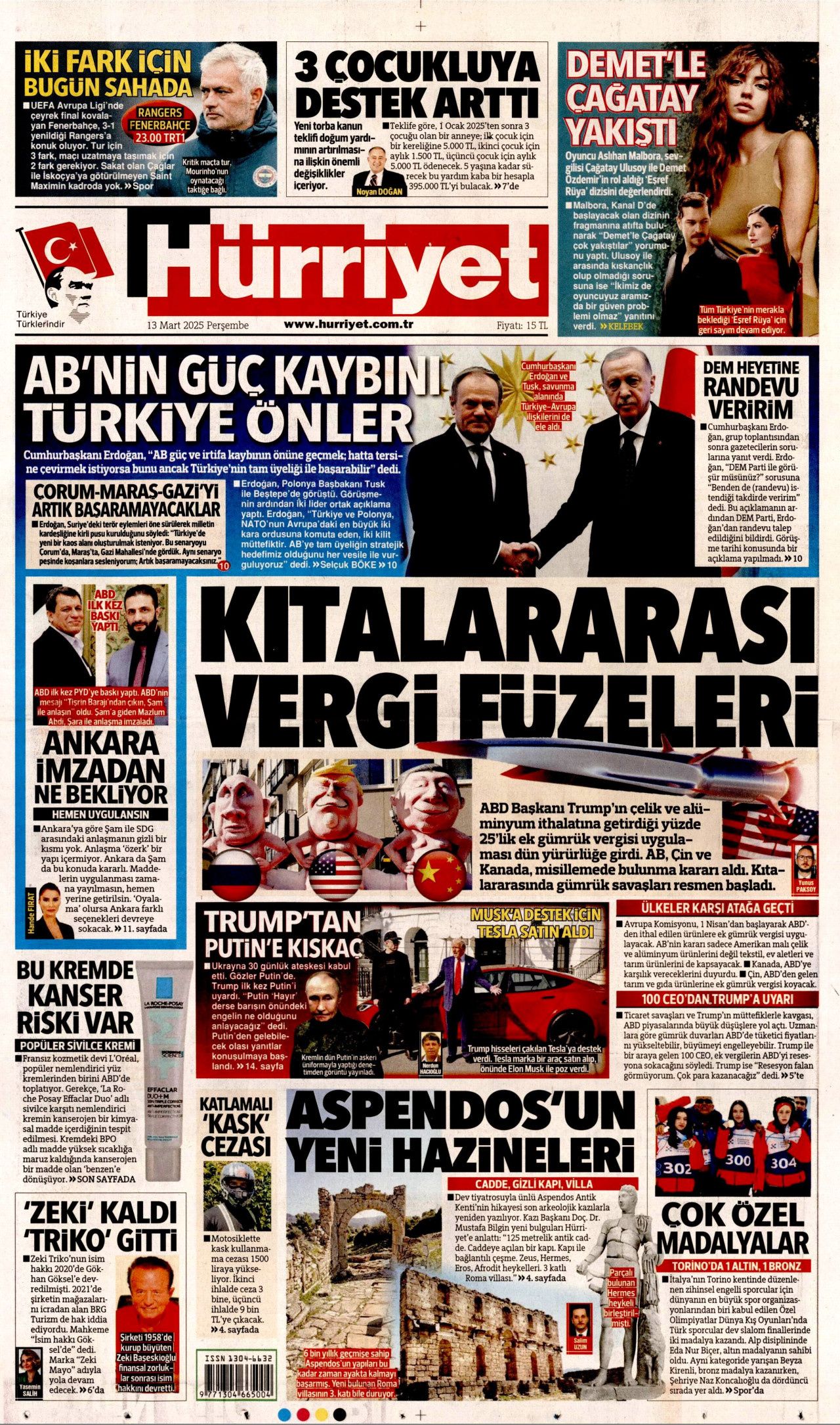 Kıtalararası vergi füzeleri! Gümrük savaşları resmen başladı...  13 Mart Perşembe gazete manşetleri 1