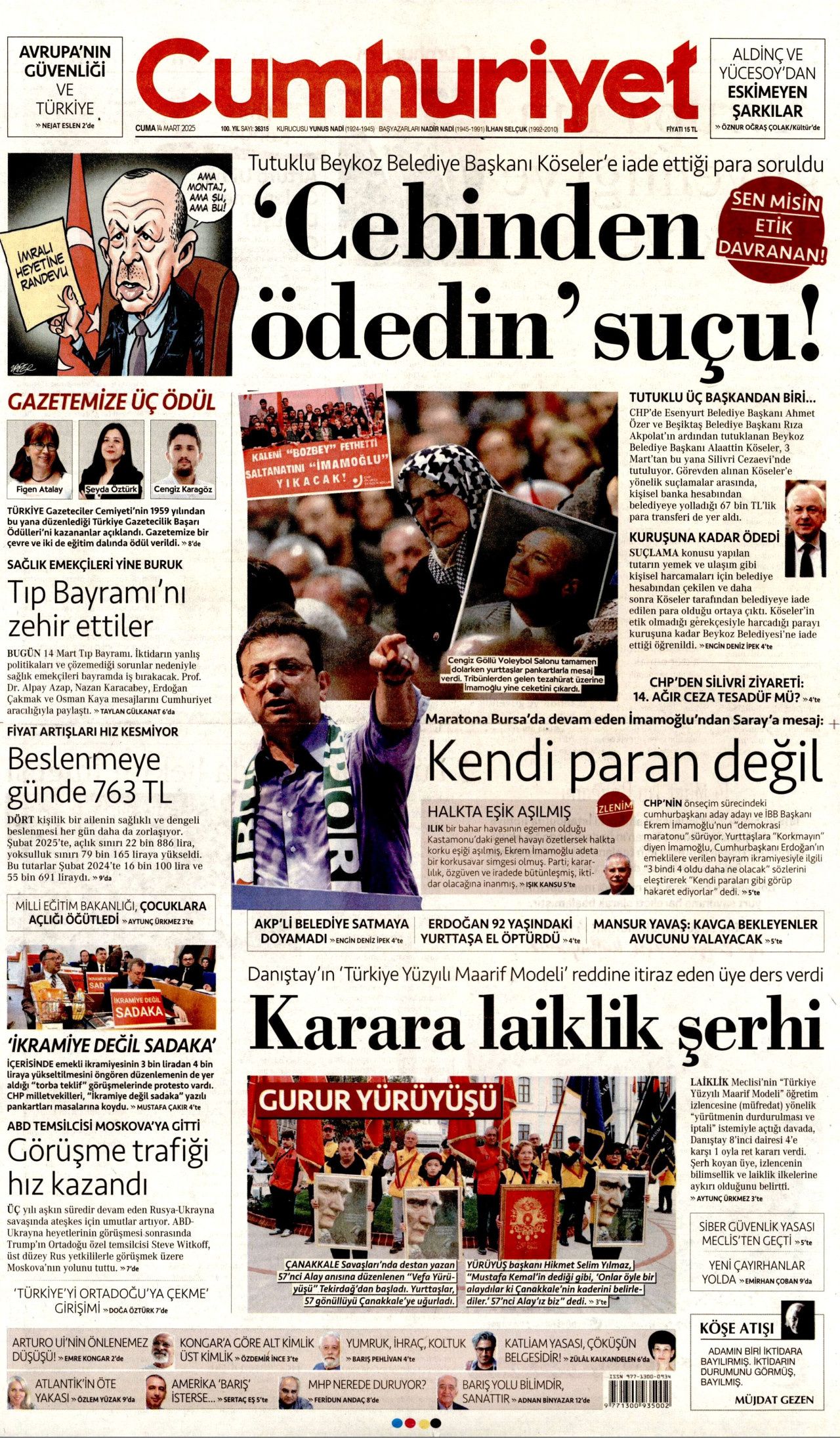 Suriye'de kabineye Alevi, Kürt ve Dürzi isimler de alınacak! Kadın bakan geliyor... İşte 14 Mart Cuma gazete manşetleri 8