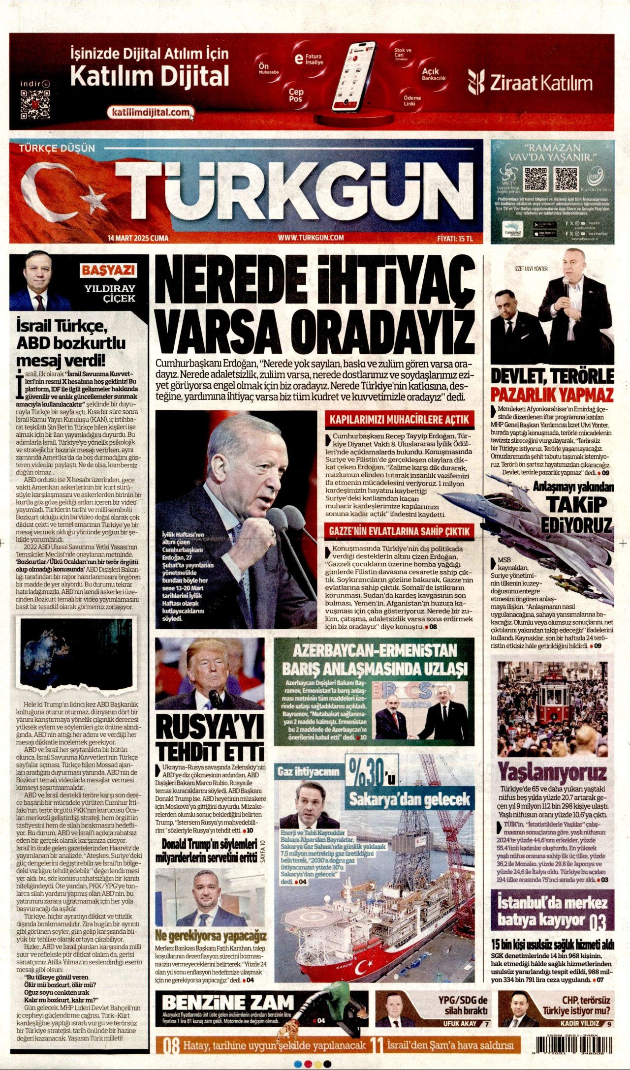 Suriye'de kabineye Alevi, Kürt ve Dürzi isimler de alınacak! Kadın bakan geliyor... İşte 14 Mart Cuma gazete manşetleri 15
