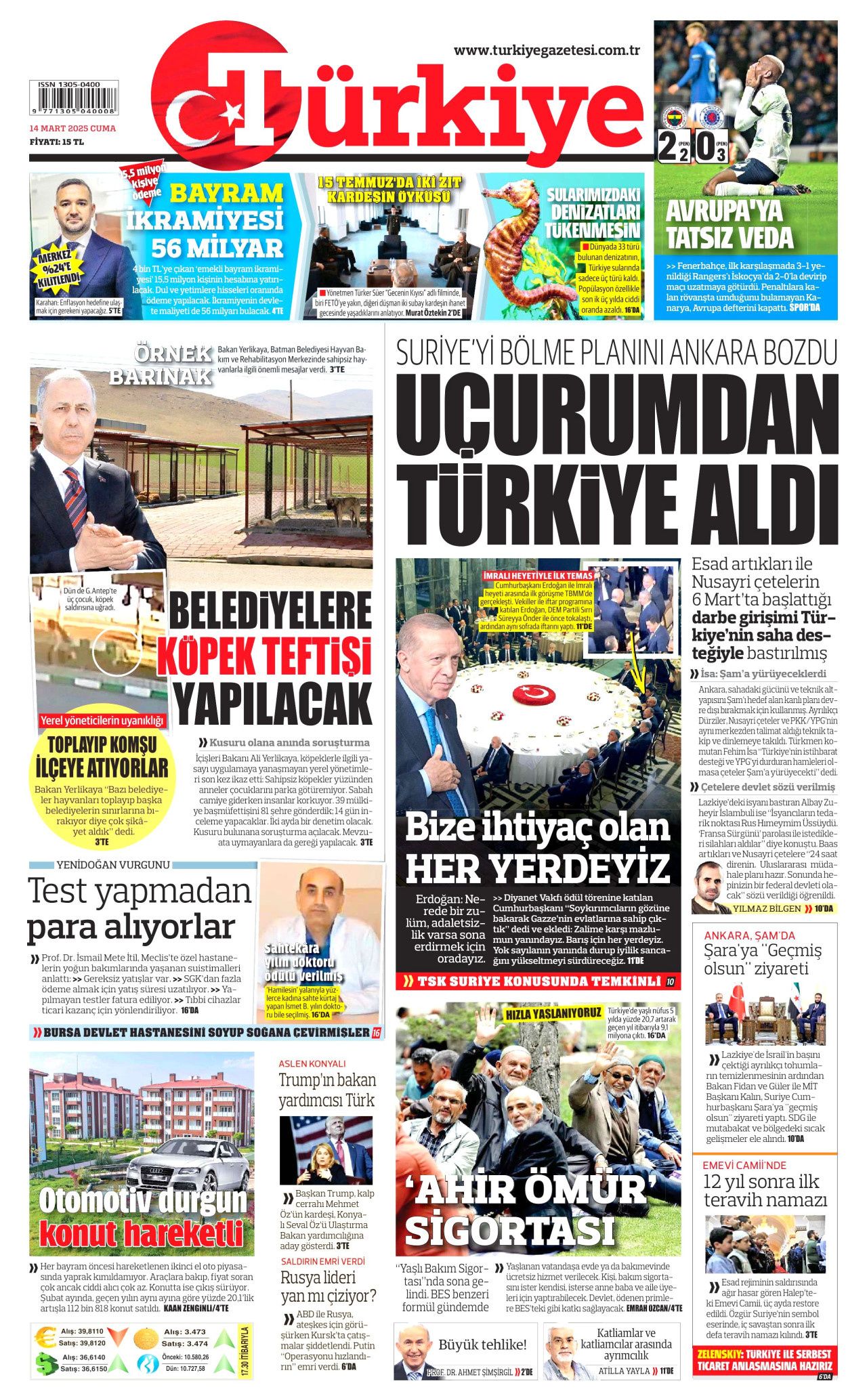 Suriye'de kabineye Alevi, Kürt ve Dürzi isimler de alınacak! Kadın bakan geliyor... İşte 14 Mart Cuma gazete manşetleri 4