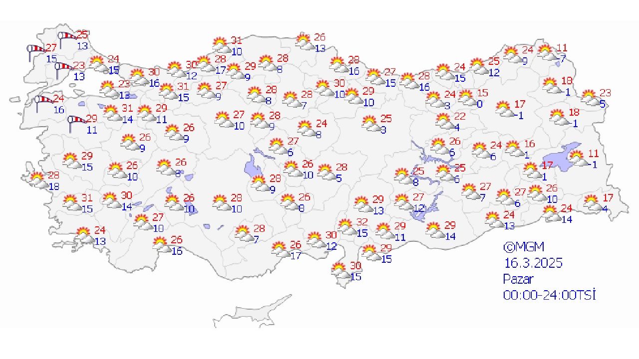 16 Mart 2025 Yurt geneli hava durumu tahminleri yayınlandı! Çarşamba günü ani hava değişimine dikkat! 1