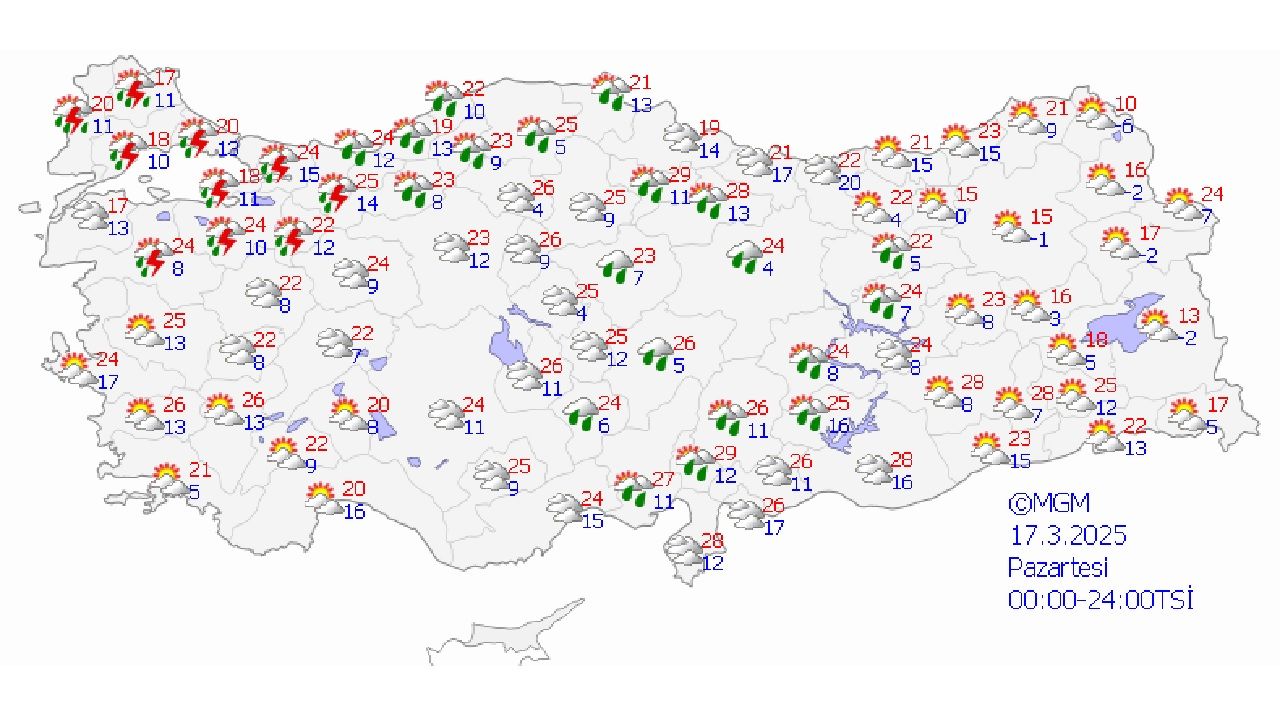 17 Mart 2025 Meteoroloji'den hava durumu raporu geldi! Başta İstanbul, İzmir ve Ankara başta olmak üzere il il beklenen sıcaklıklar... 1