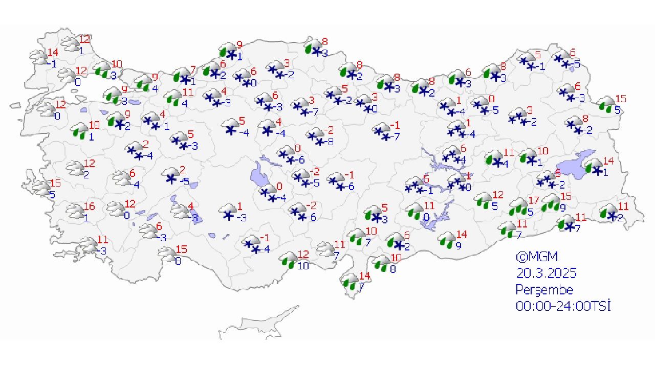 20 Mart 2025 Meteoroloji'den uyarı üstüne uyarı! Yurt genelinde düşen hava sıcaklıklarına karşı önleminizi alın... 2