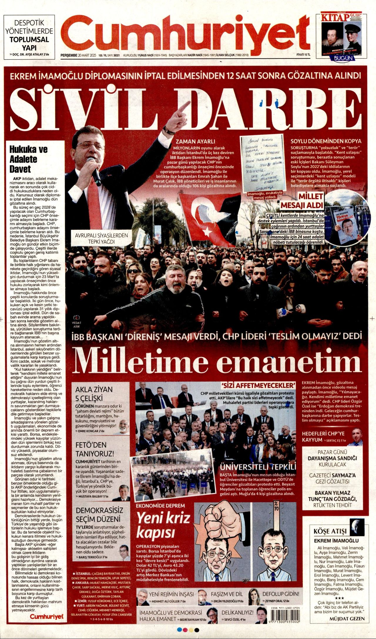 Ekrem İmamoğlu gözaltısı manşetlerde! Hangi gazete nasıl gördü? İşte 20 Mart Perşembe gazete manşetleri... 4