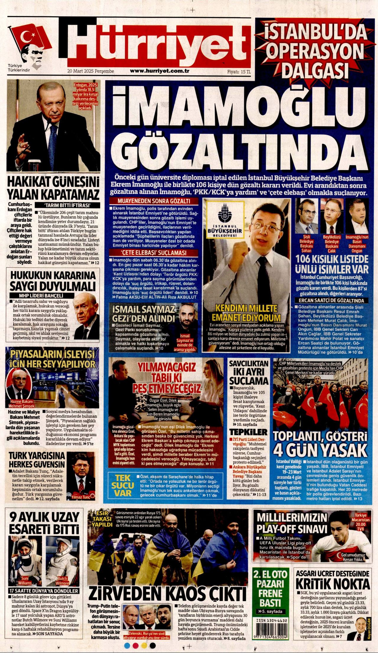 Ekrem İmamoğlu gözaltısı manşetlerde! Hangi gazete nasıl gördü? İşte 20 Mart Perşembe gazete manşetleri... 1