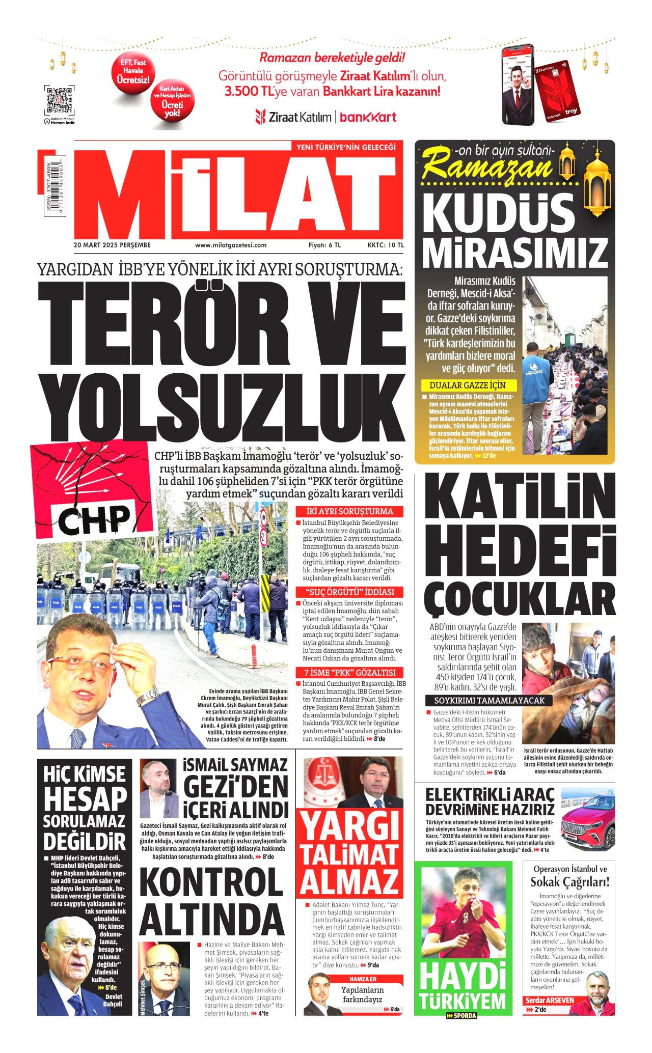 Ekrem İmamoğlu gözaltısı manşetlerde! Hangi gazete nasıl gördü? İşte 20 Mart Perşembe gazete manşetleri... 15